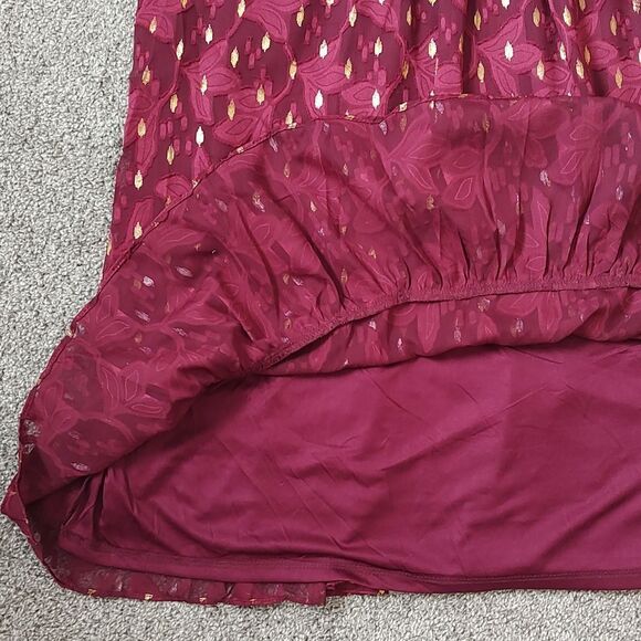 New With Tags London Times Size 18 V-neck Gold Foil Motif Fit & Flare Dress - Picture 12 of 17